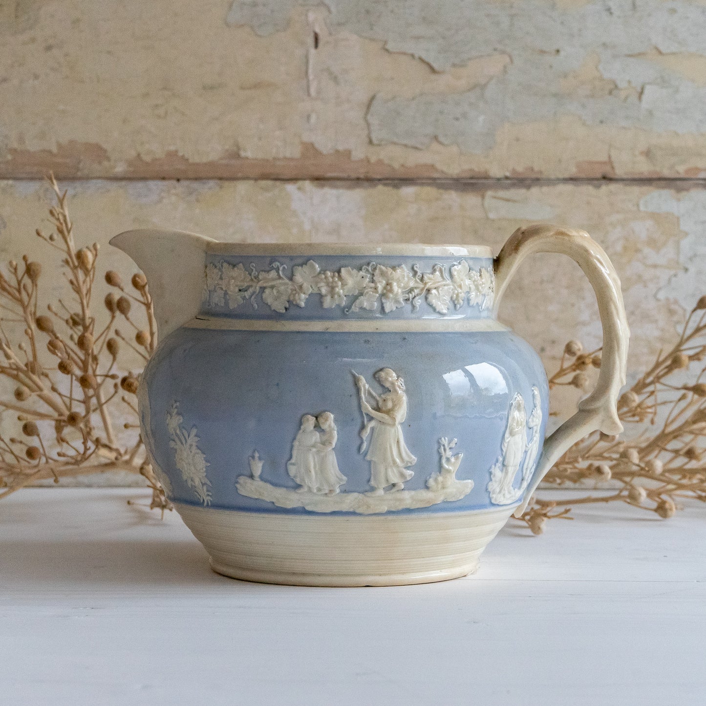Decorative Blue and White Jug