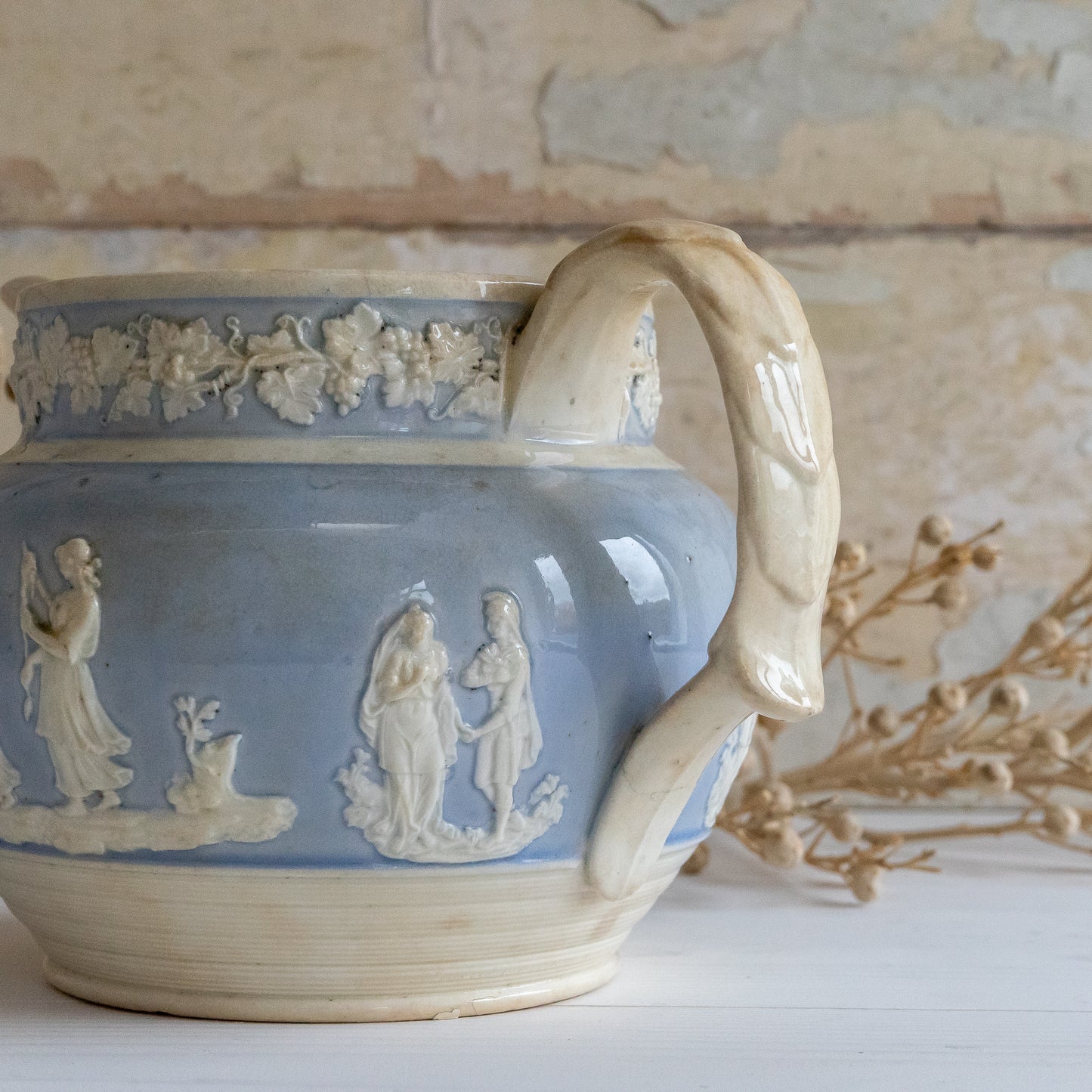 Decorative Blue and White Jug