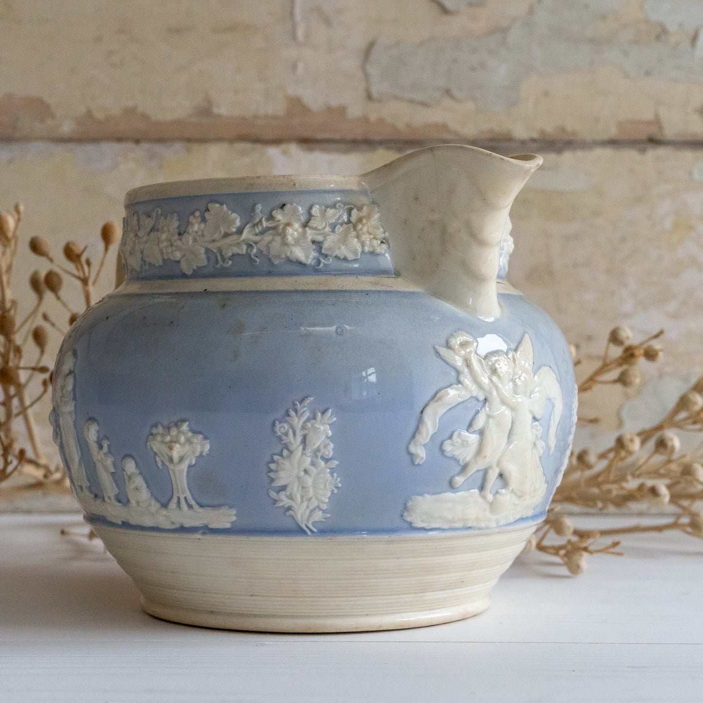 Decorative Blue and White Jug