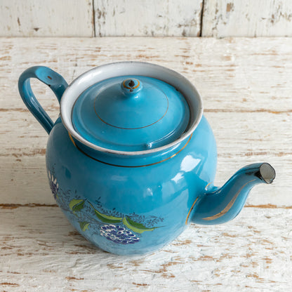 Decorative Blue Enamel Teapot