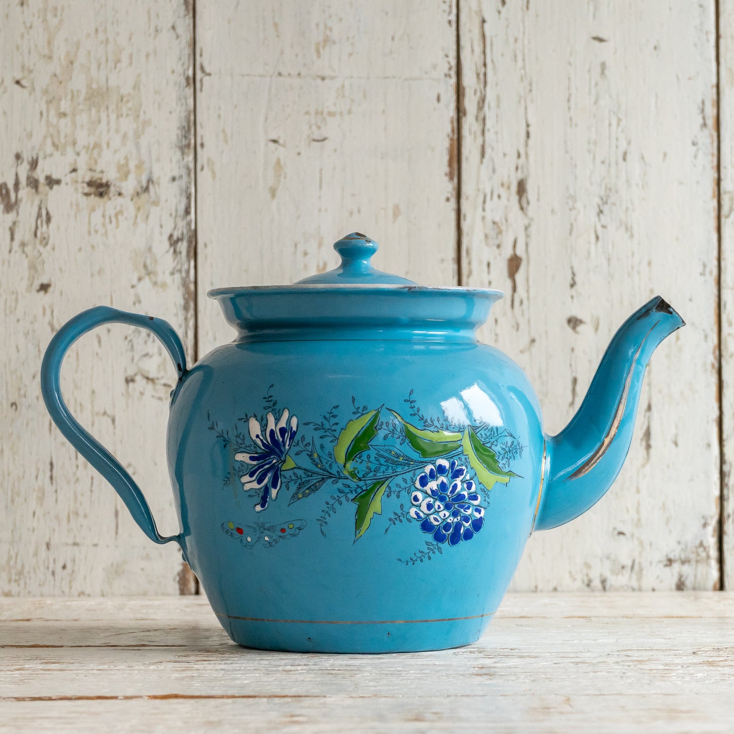 Decorative Blue Enamel Teapot