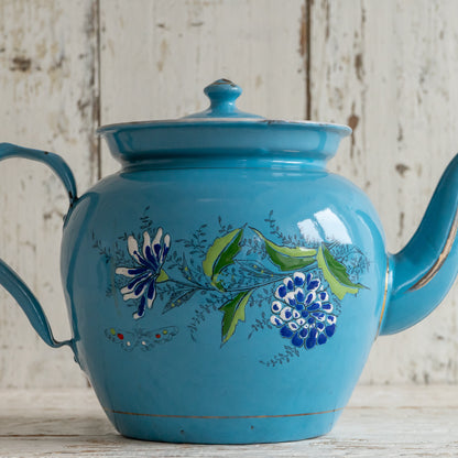 Decorative Blue Enamel Teapot