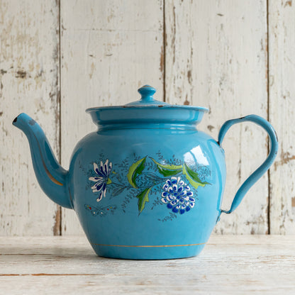 Decorative Blue Enamel Teapot