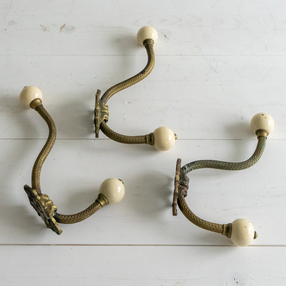 Decorative Brass and Ceramic Coat Hook