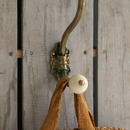 Decorative Brass and Ceramic Coat Hook