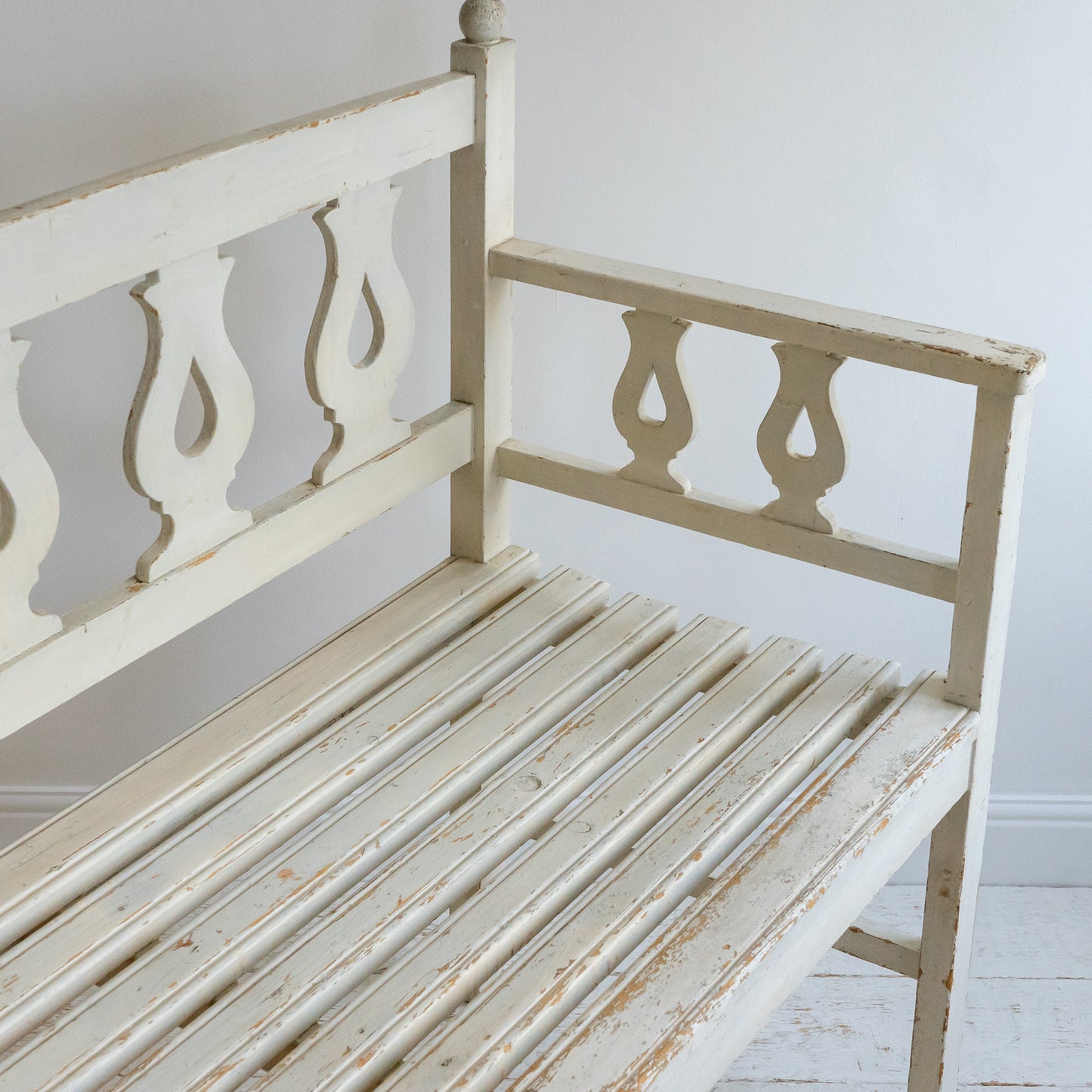 Decorative Original White Painted Bench