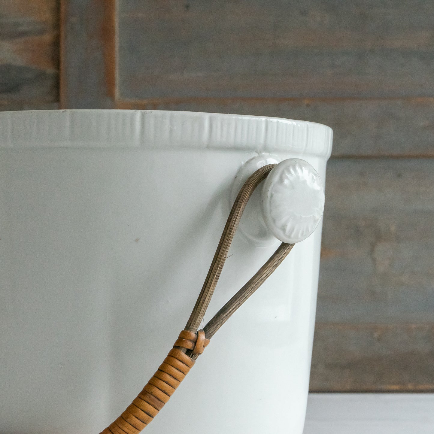 Decorative White Ironstone Bucket