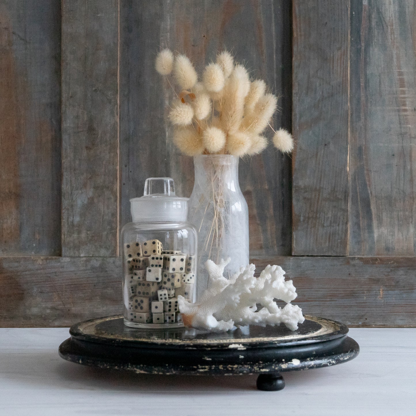 Ebonised Round Wooden Dome Base