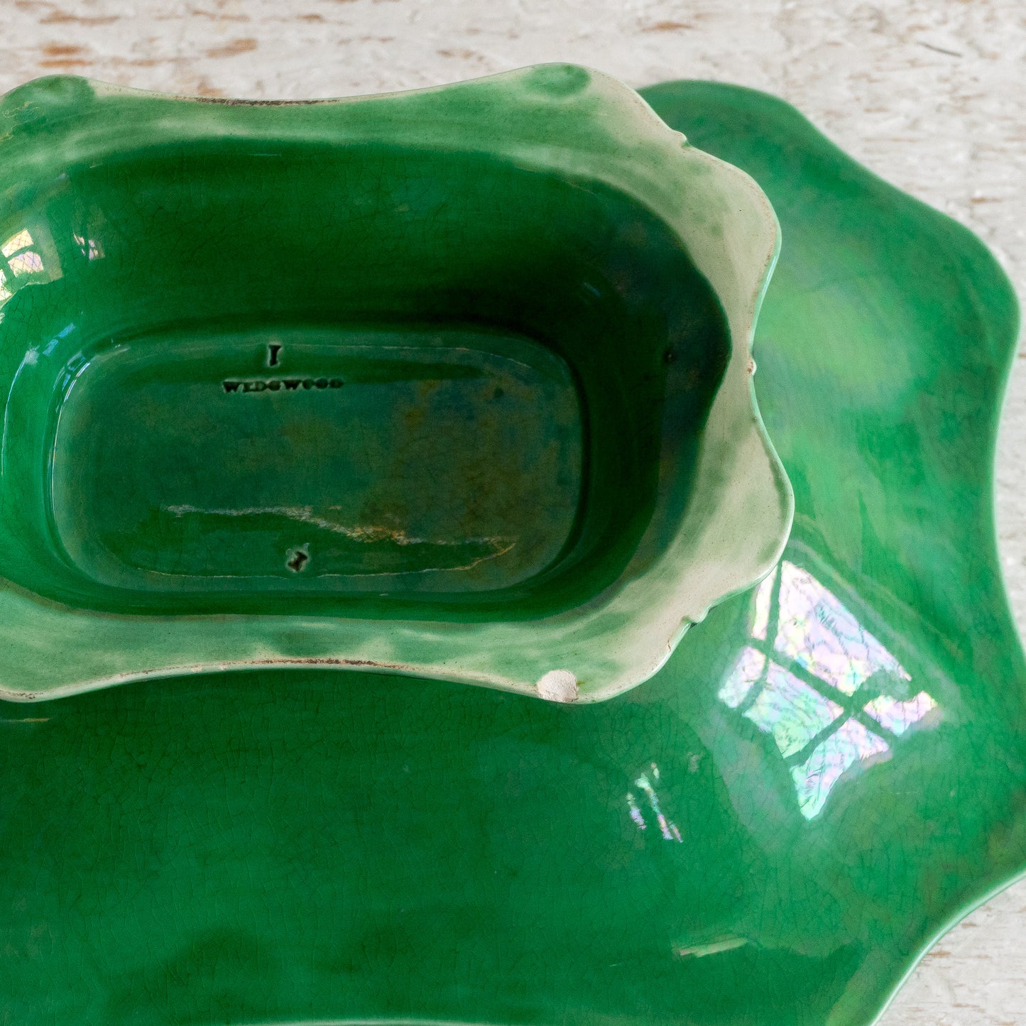 Fabulous Footed Green Leaf Dish