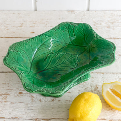 Fabulous Footed Green Leaf Dish