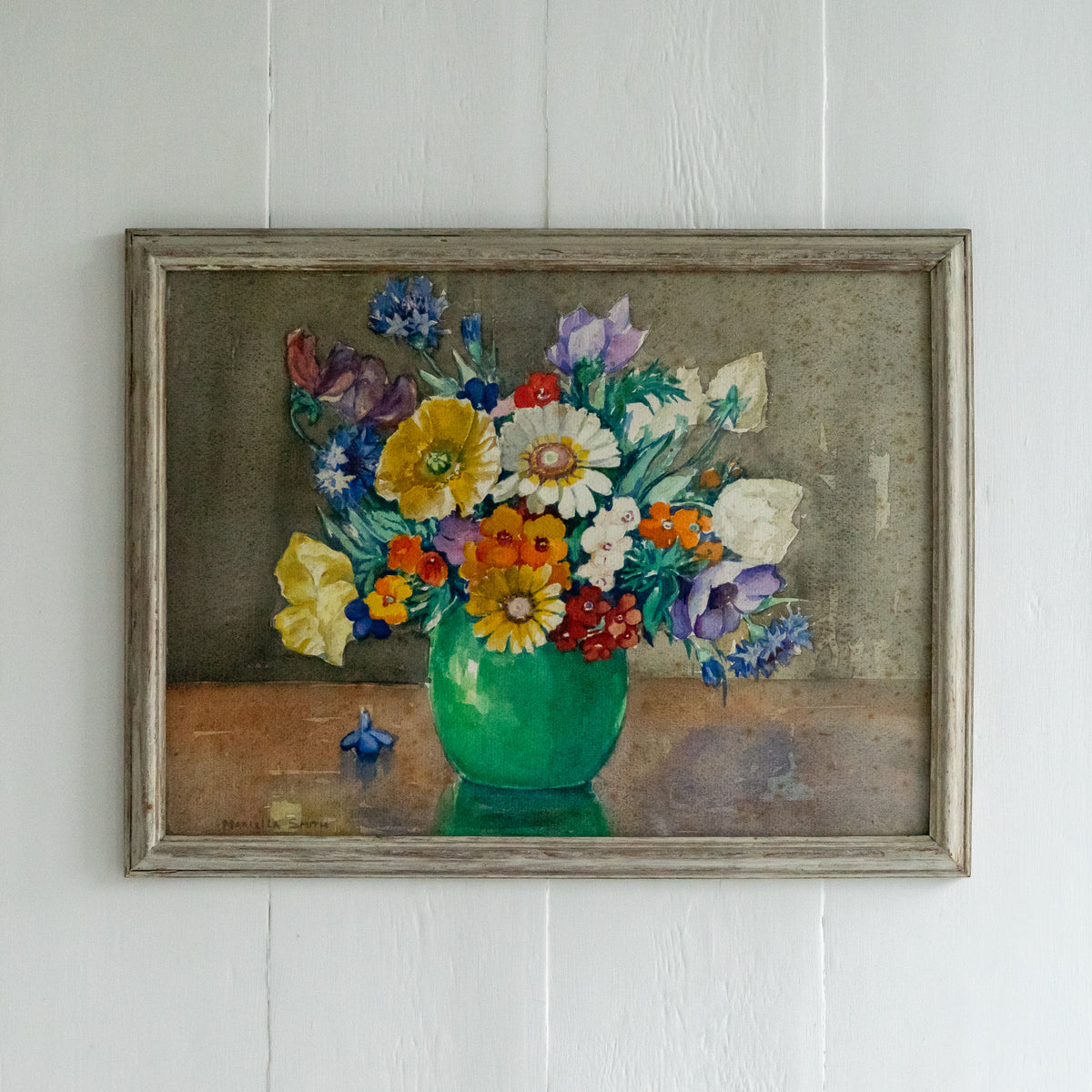 Framed Bright Floral Watercolour Painting