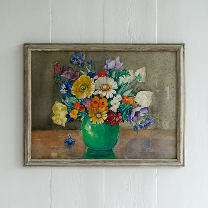 Framed Bright Floral Watercolour Painting