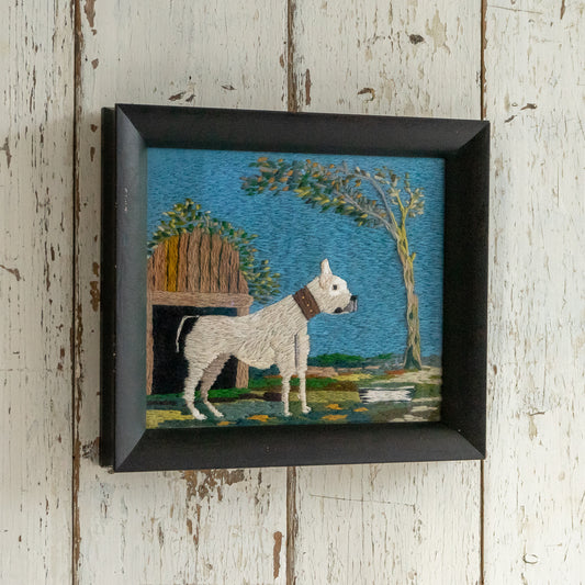 Framed Embroidery of a Dog