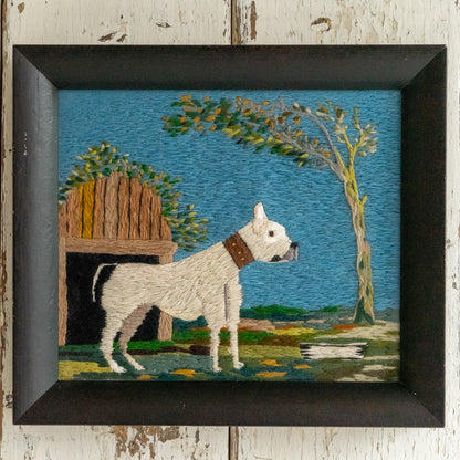 Framed Embroidery of a Dog