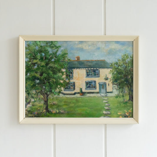 Framed Oil on Board Painting of a Cottage
