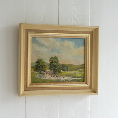 Framed  oil on Board Rural Scene of Cattle