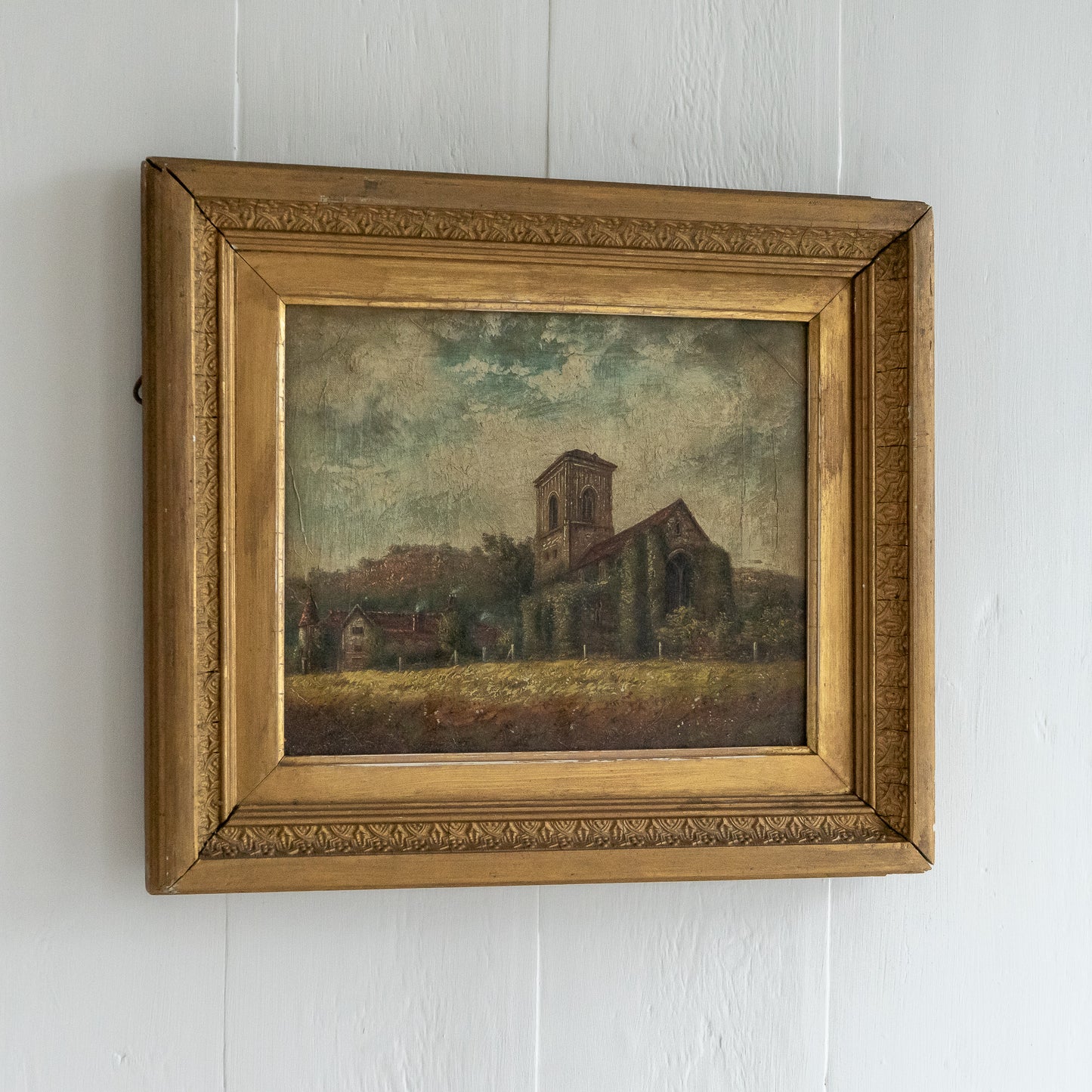 Framed Oil Painting of a Church