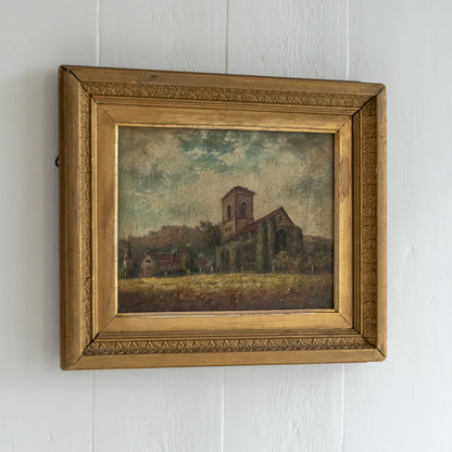 Framed Oil Painting of a Church