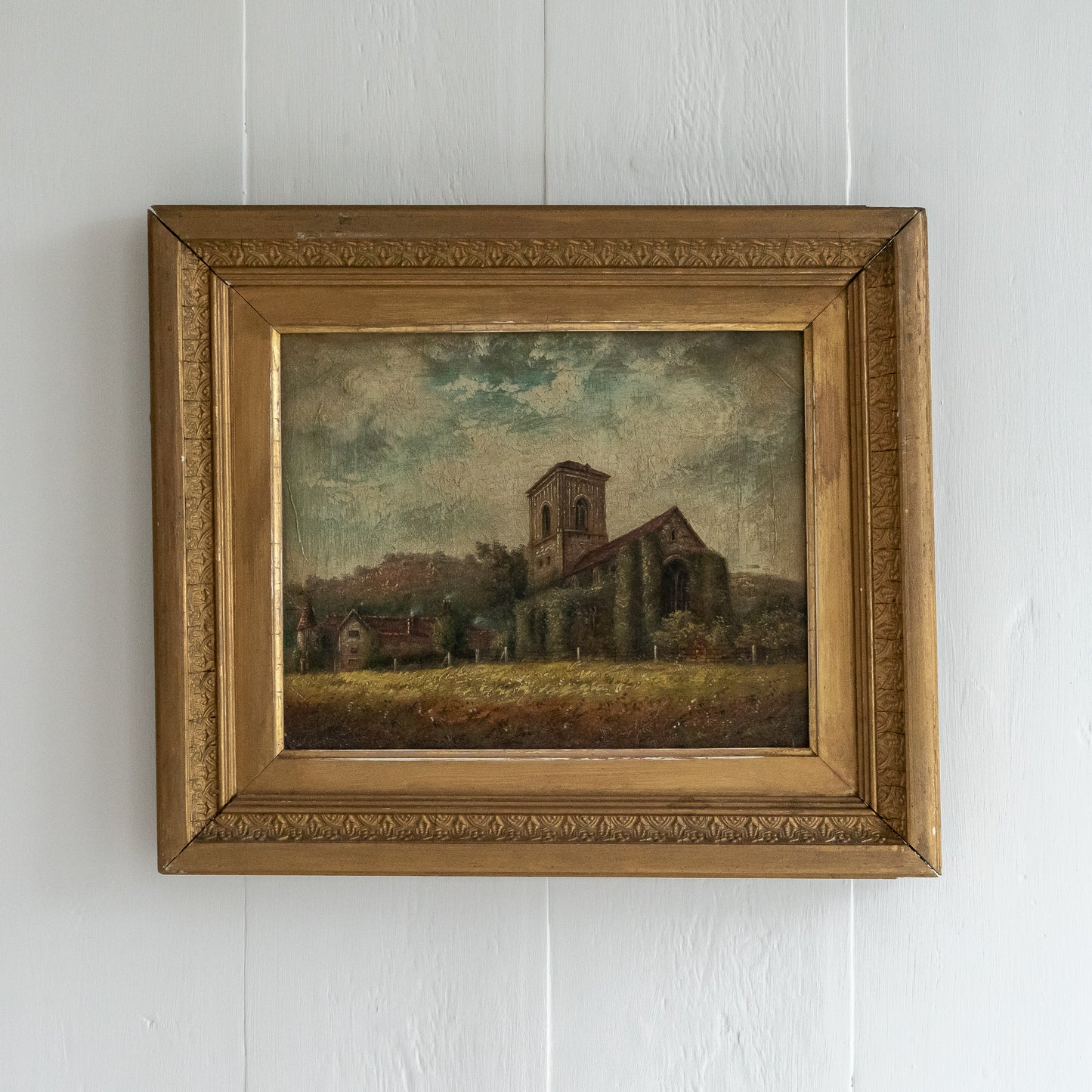 Framed Oil Painting of a Church
