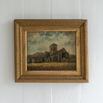 Framed Oil Painting of a Church