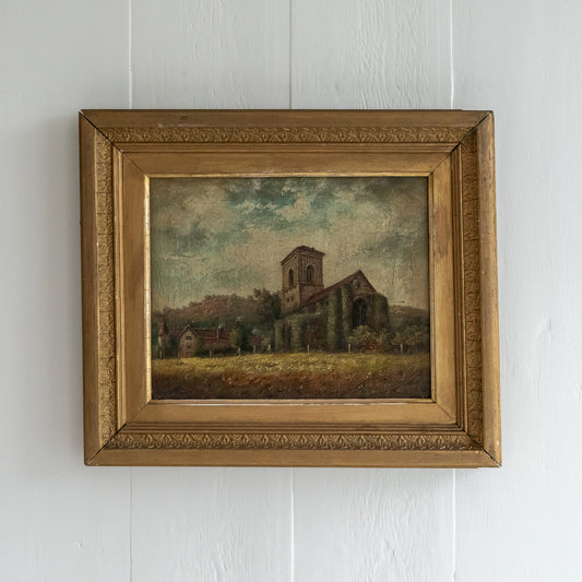 Framed Oil Painting of a Church