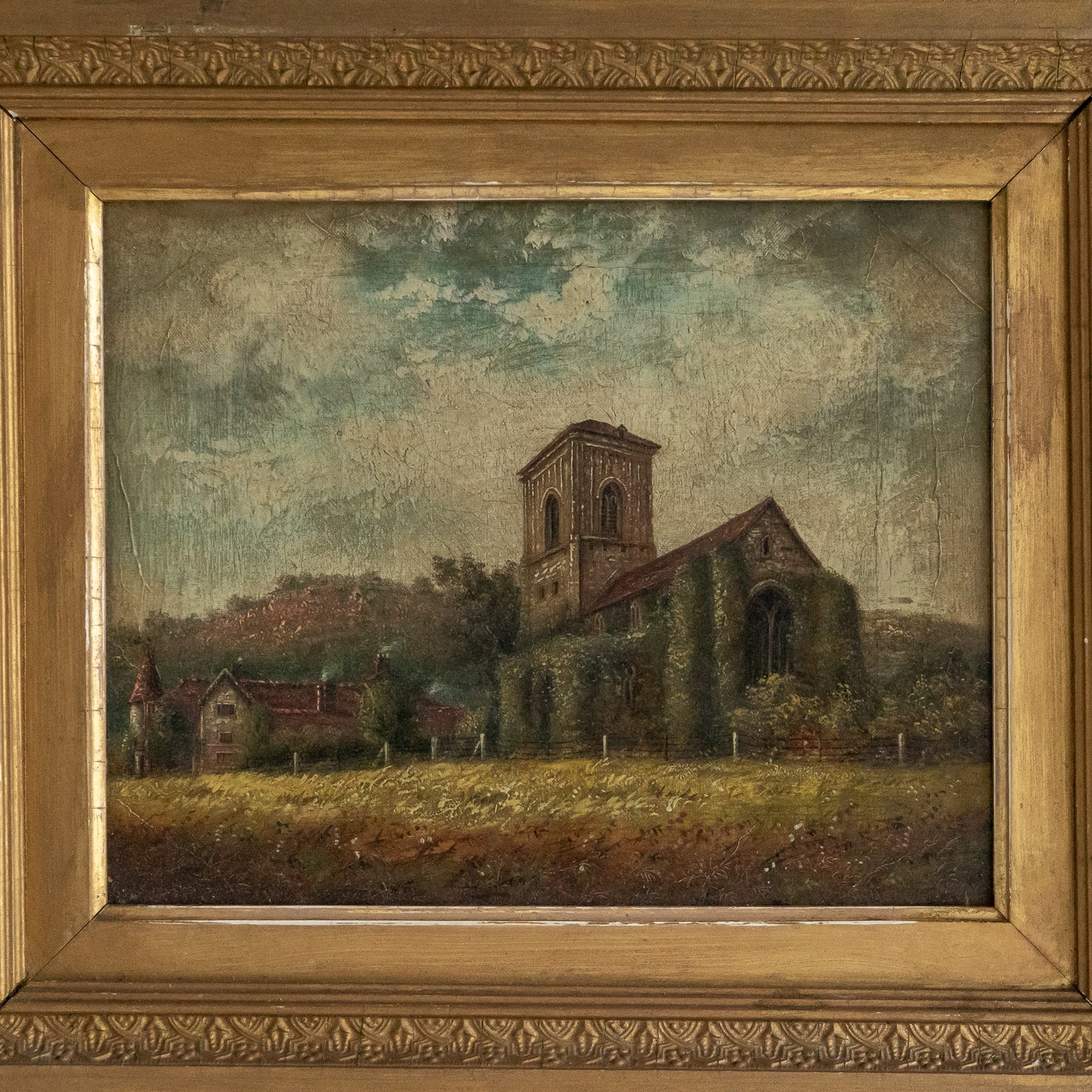 Framed Oil Painting of a Church