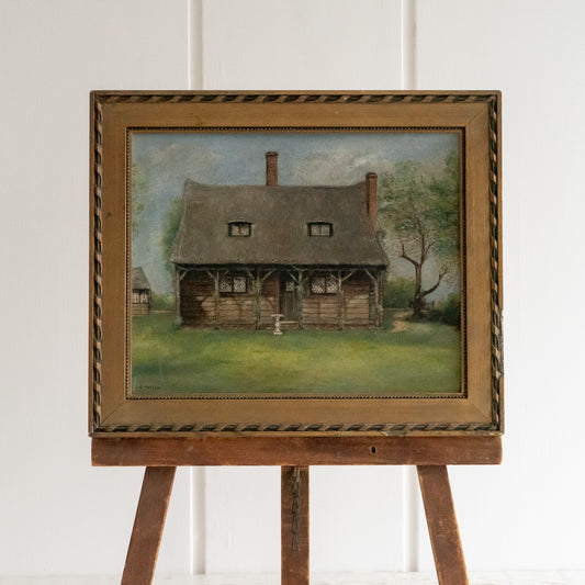 Framed Oil Painting of a Cottage