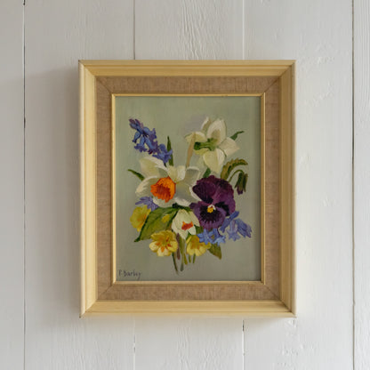 Framed Oil Painting of Spring Flowers