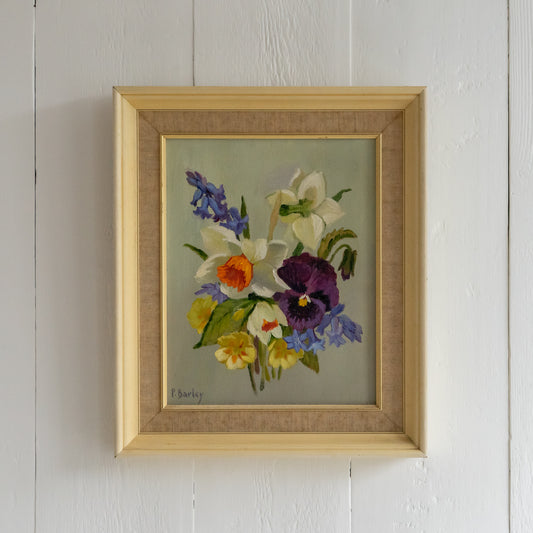 Framed Oil Painting of Spring Flowers
