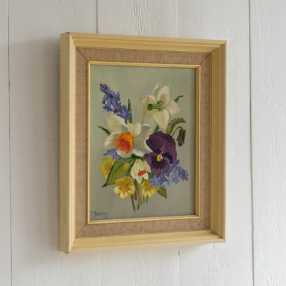 Framed Oil Painting of Spring Flowers