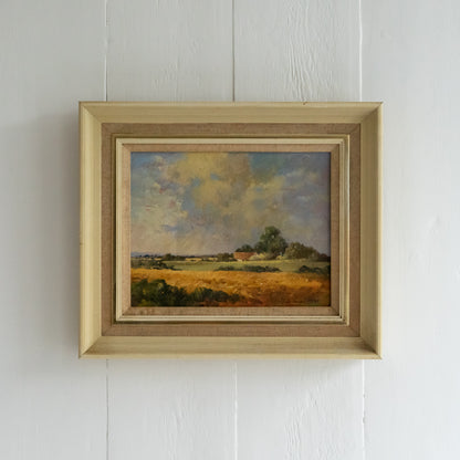 Framed Rural Scene Oil on Board Painting