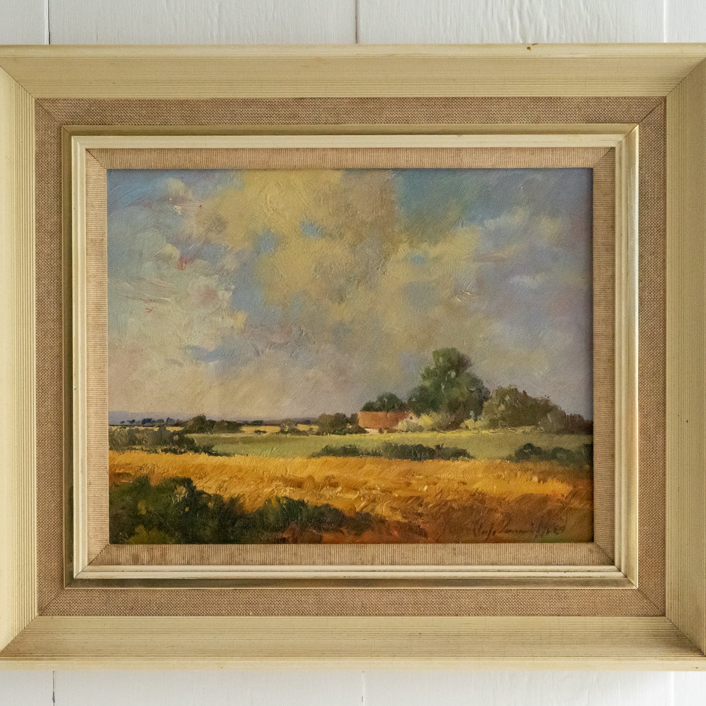 Framed Rural Scene Oil on Board Painting