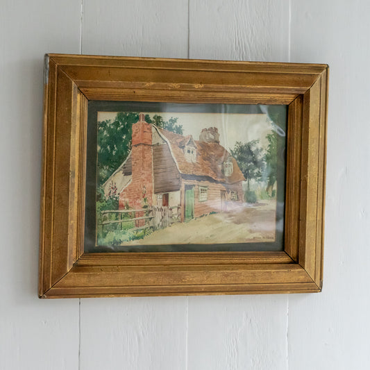 Framed Watercolour Painting of a Country Cottage