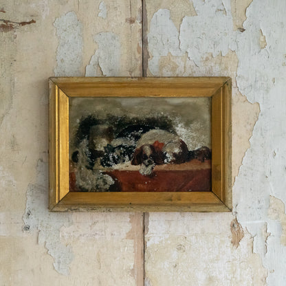 Gorgeous Oil on Glass Painting of Dogs