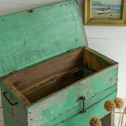 Green Painted Flip Top Stool