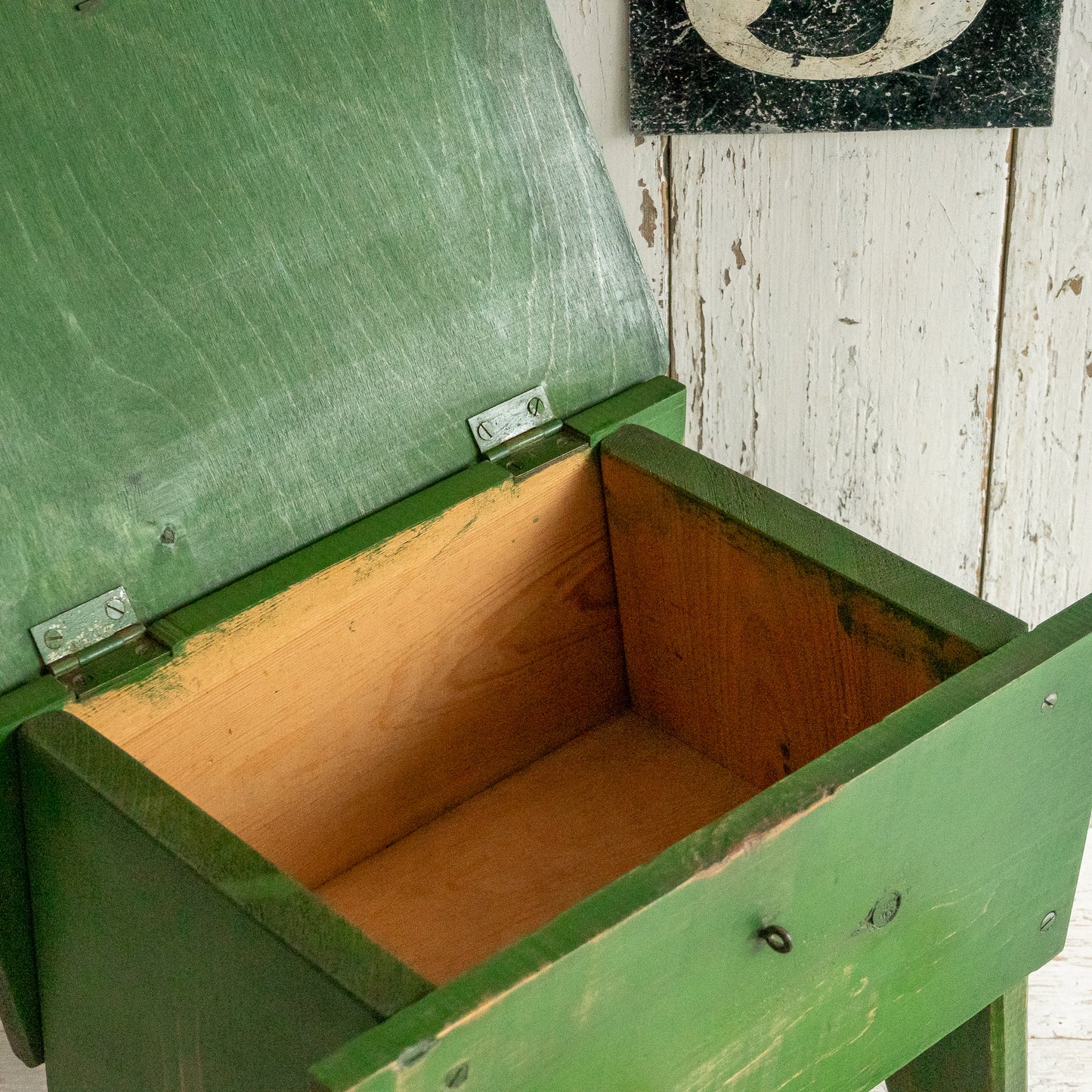 Green Painted Flip Top Stool
