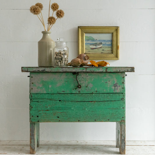 Green Painted Flip Top Stool