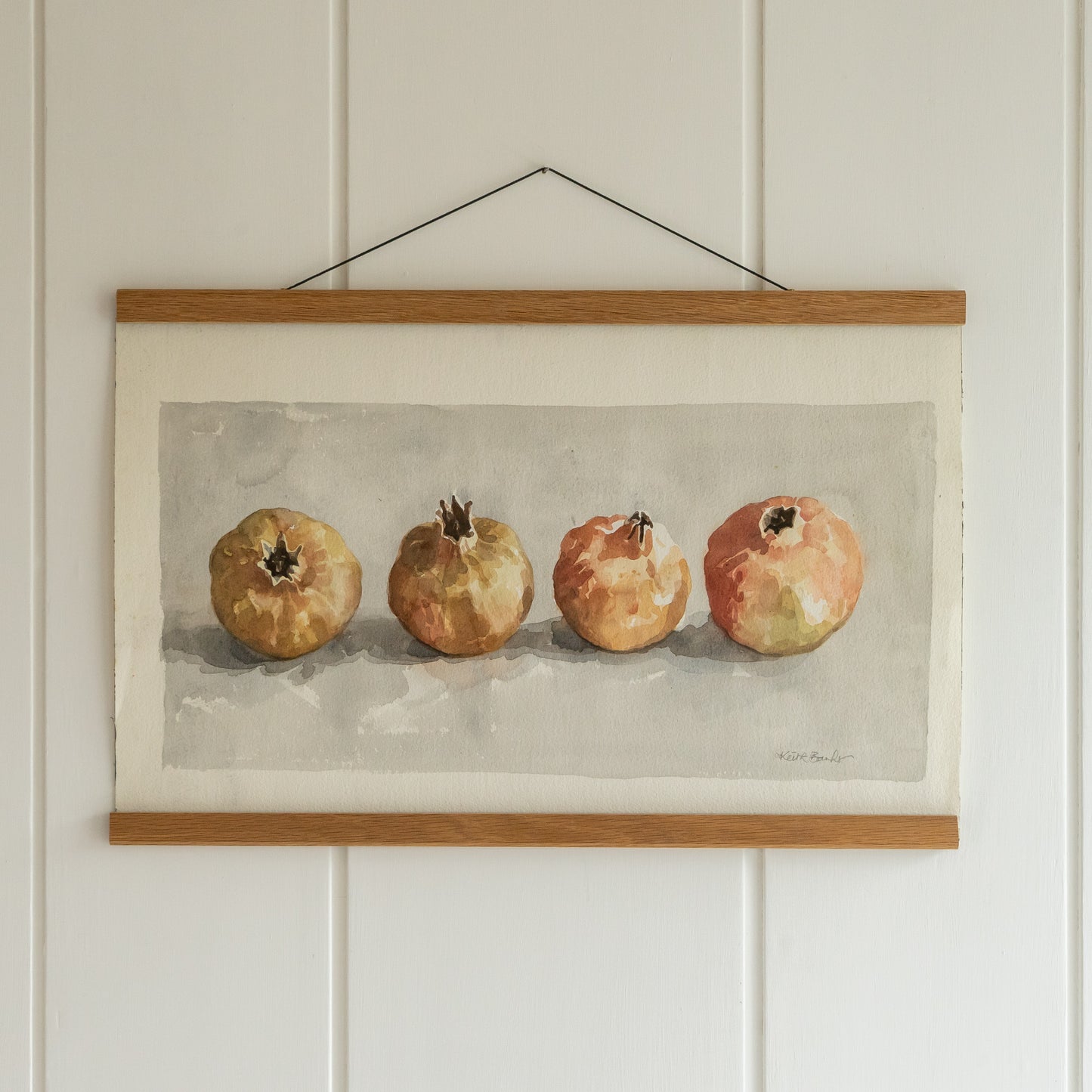 Keith Banks Watercolour Painting of Pomegranates