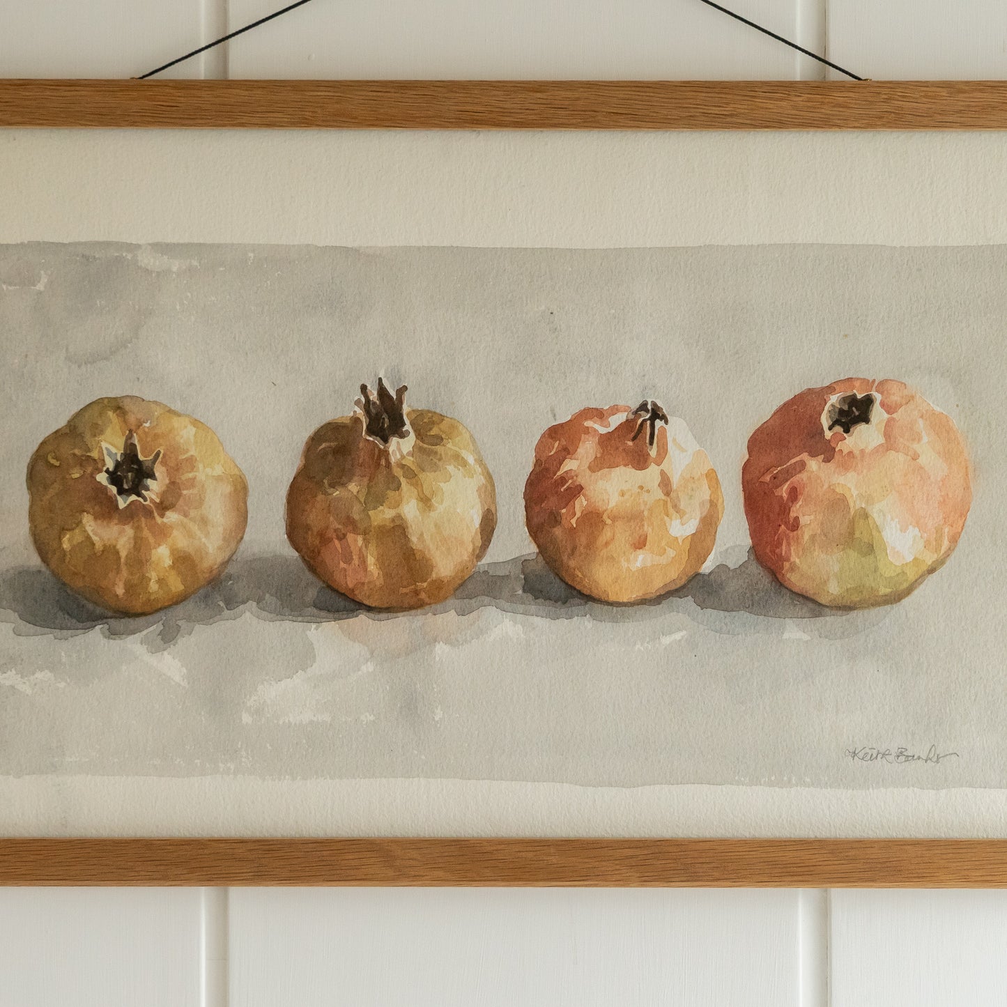 Keith Banks Watercolour Painting of Pomegranates