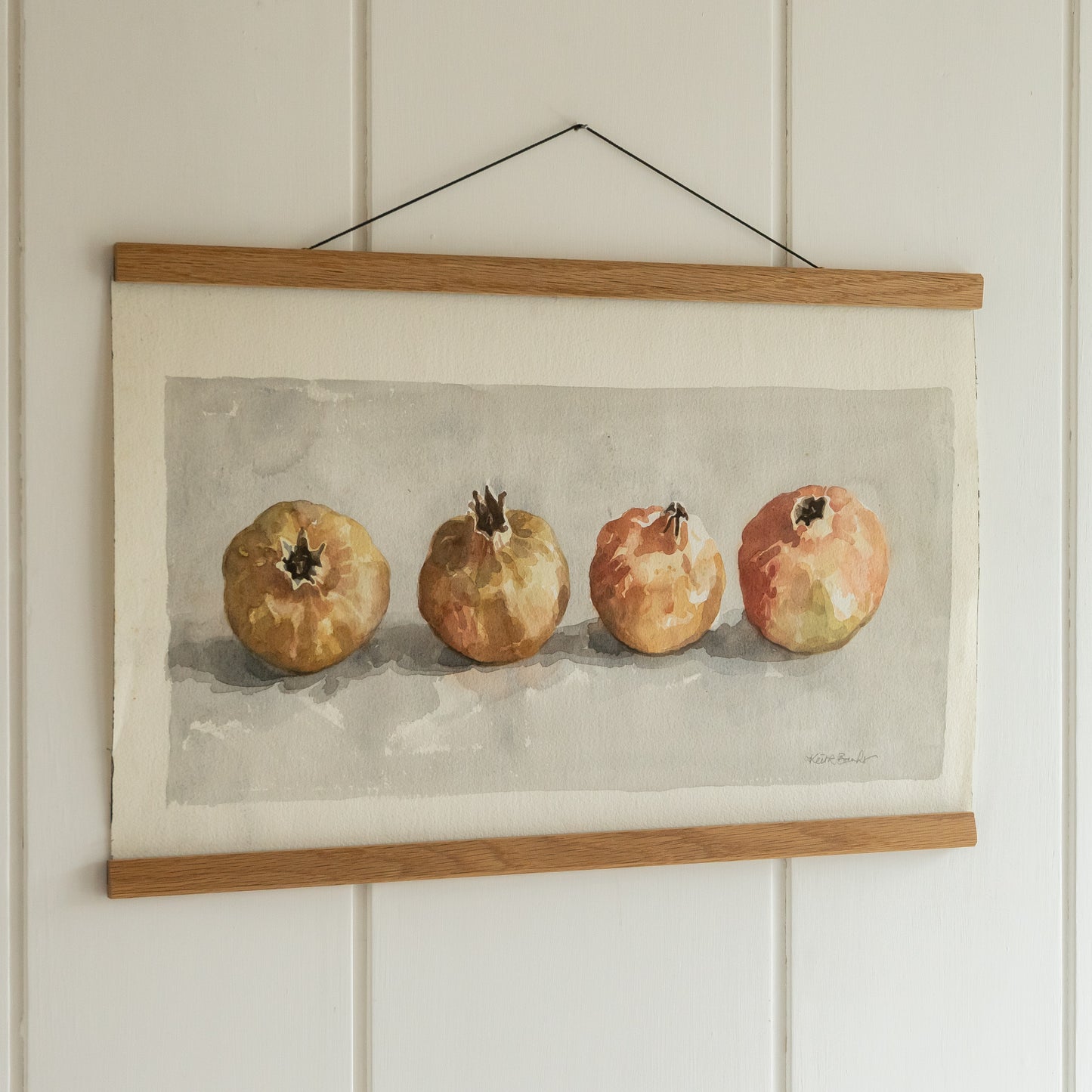 Keith Banks Watercolour Painting of Pomegranates