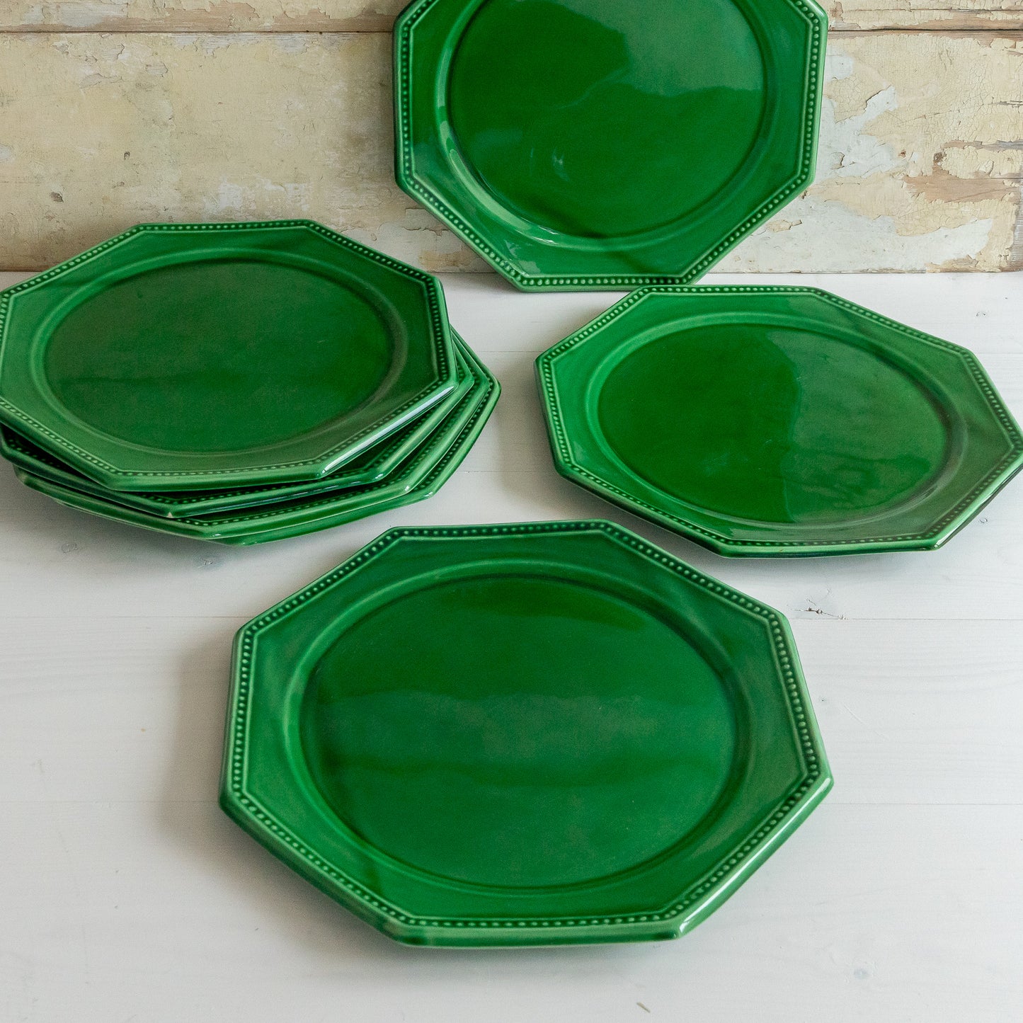 Large Octangle Bright Green French Plate
