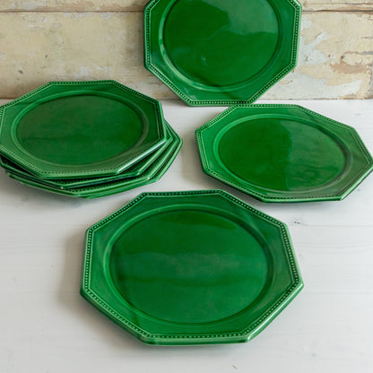 Large Octangle Bright Green French Plate