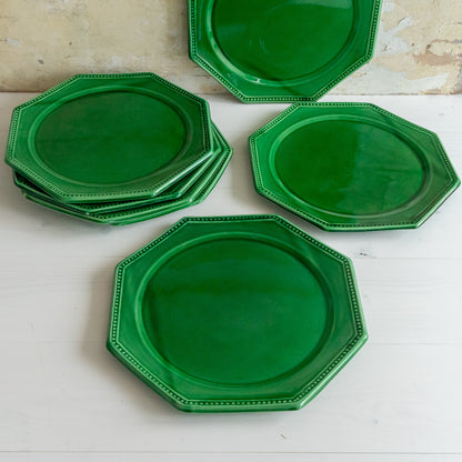 Large Octangle Bright Green French Plate