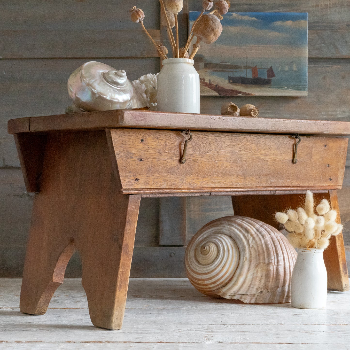 Large Flip Top Wooden Stool