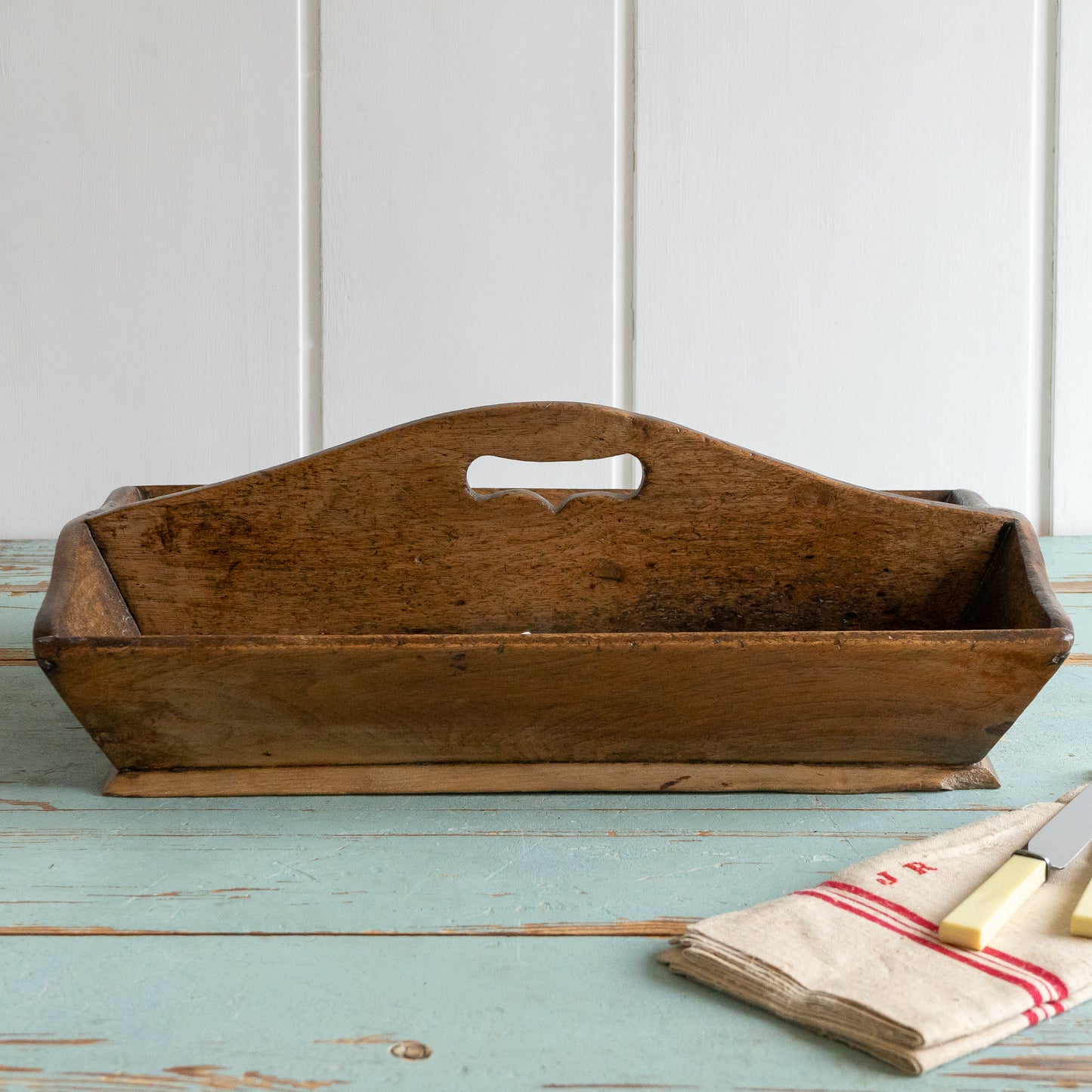 Large Mahogany Cutlery Tray Caddy