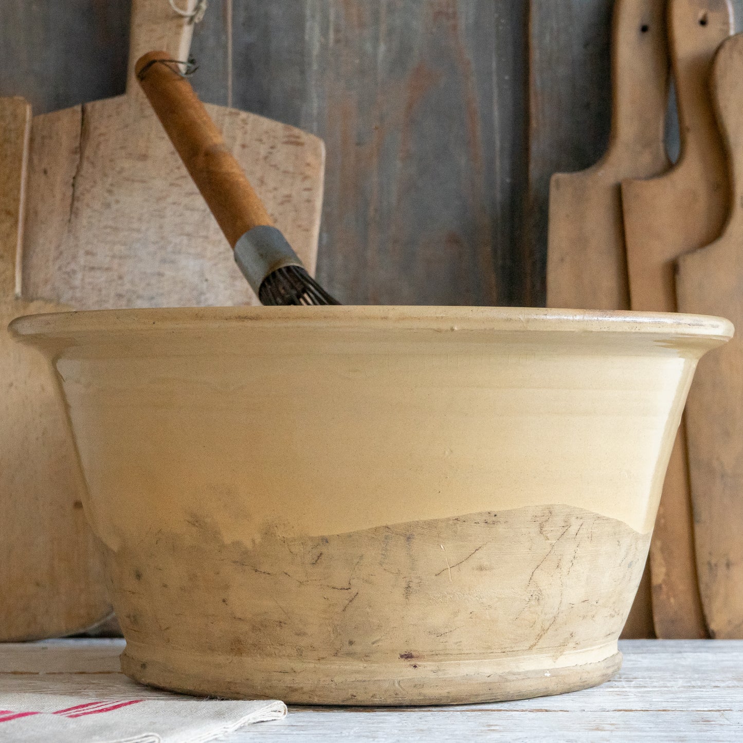 Large Rustic Cream Dairy Bowl