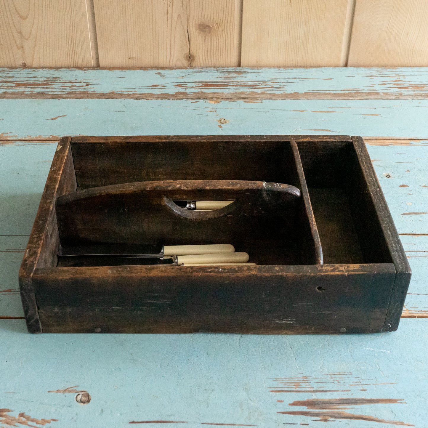 Large Rustic Cutlery Tray