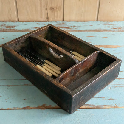 Large Rustic Cutlery Tray