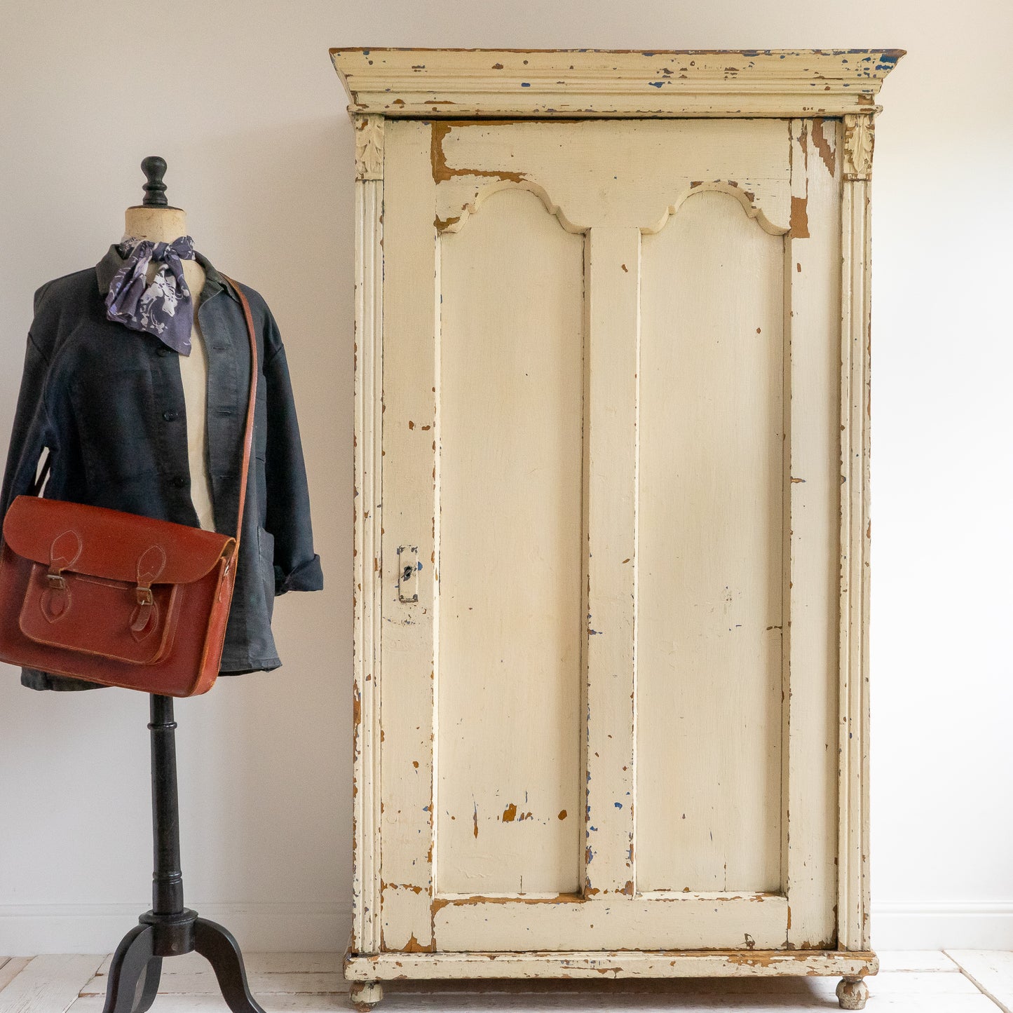 Large Rustic Timeworn Painted Cupboard