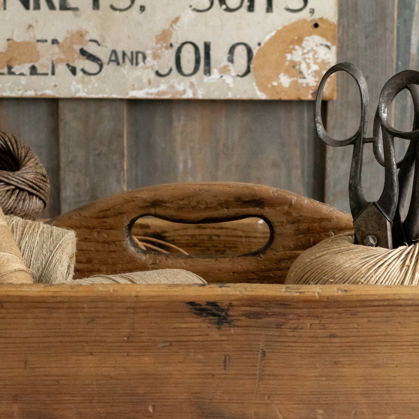 Large Rustic Wooden Trug Caddy